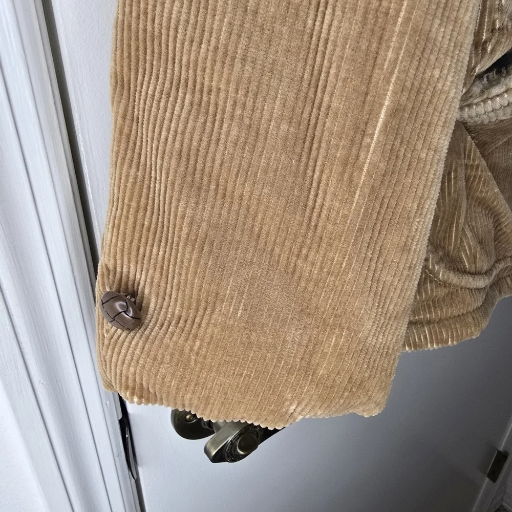JCPenney Boy's Sports Outerwear Tan Corduroy Jacket with Faux Sherpa Vintage